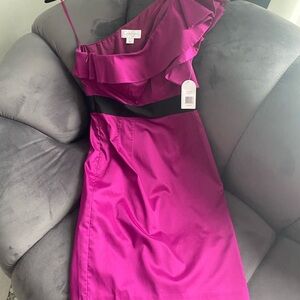 Jessica Simpson Vibrant Magenta One-Shoulder Dress